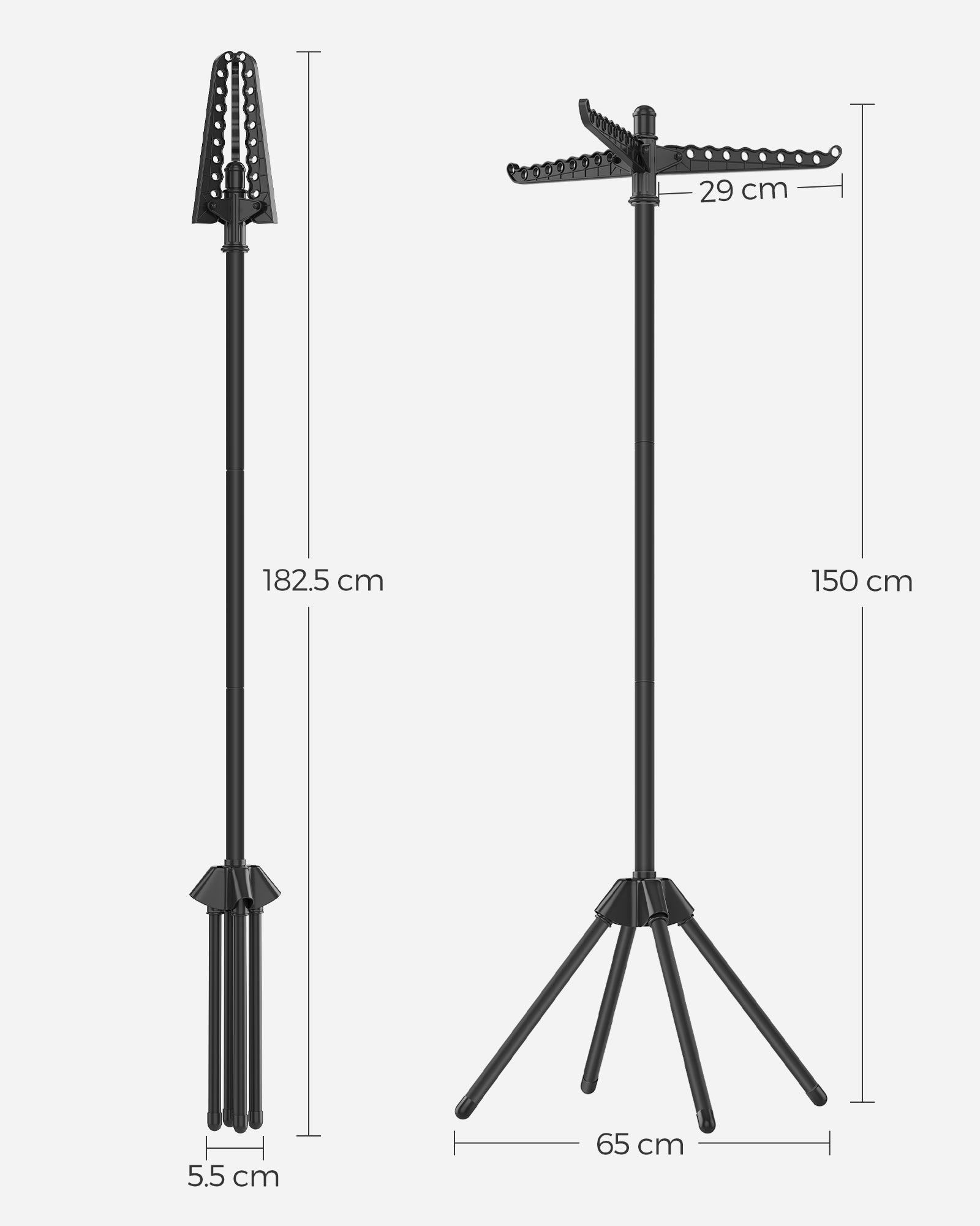 Droogrek – 3 roterende armen – zwart