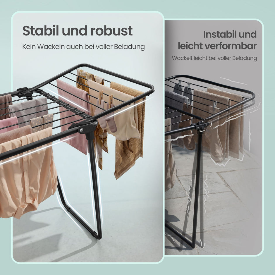 Wasrek - Opvouwbaar - Vrijstaand - Met Sokkenrek - Zwart