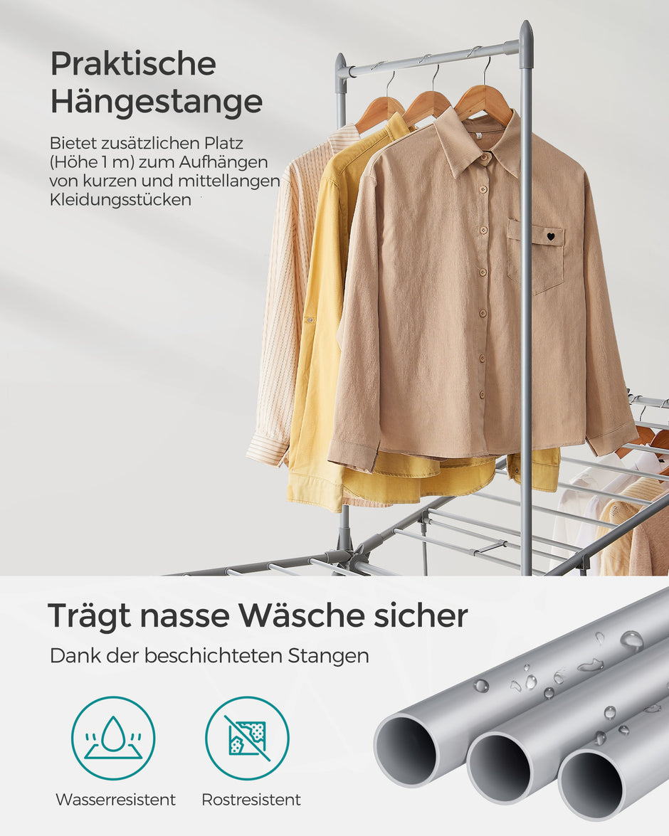 Droogrek – 2 Niveaus en 2 Vleugels – Staal – Grijs