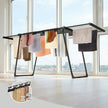 Wasdroogrek - 62,5 x (113,5-200) x 90 cm - 22 m² droogoppervlak - uitschuifbare zijvleugels - opvouwbaar - zwart - maximale draagkracht 24 kg