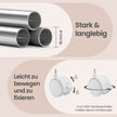 Wasrek - 4 Etages - Op Wielen - Inklapbare Zijvleugels - Zilverwit