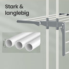 Droogrek – Opvouwbaar Wasrek – 173 cm Hoog – Roestvrij Staal – Grijs