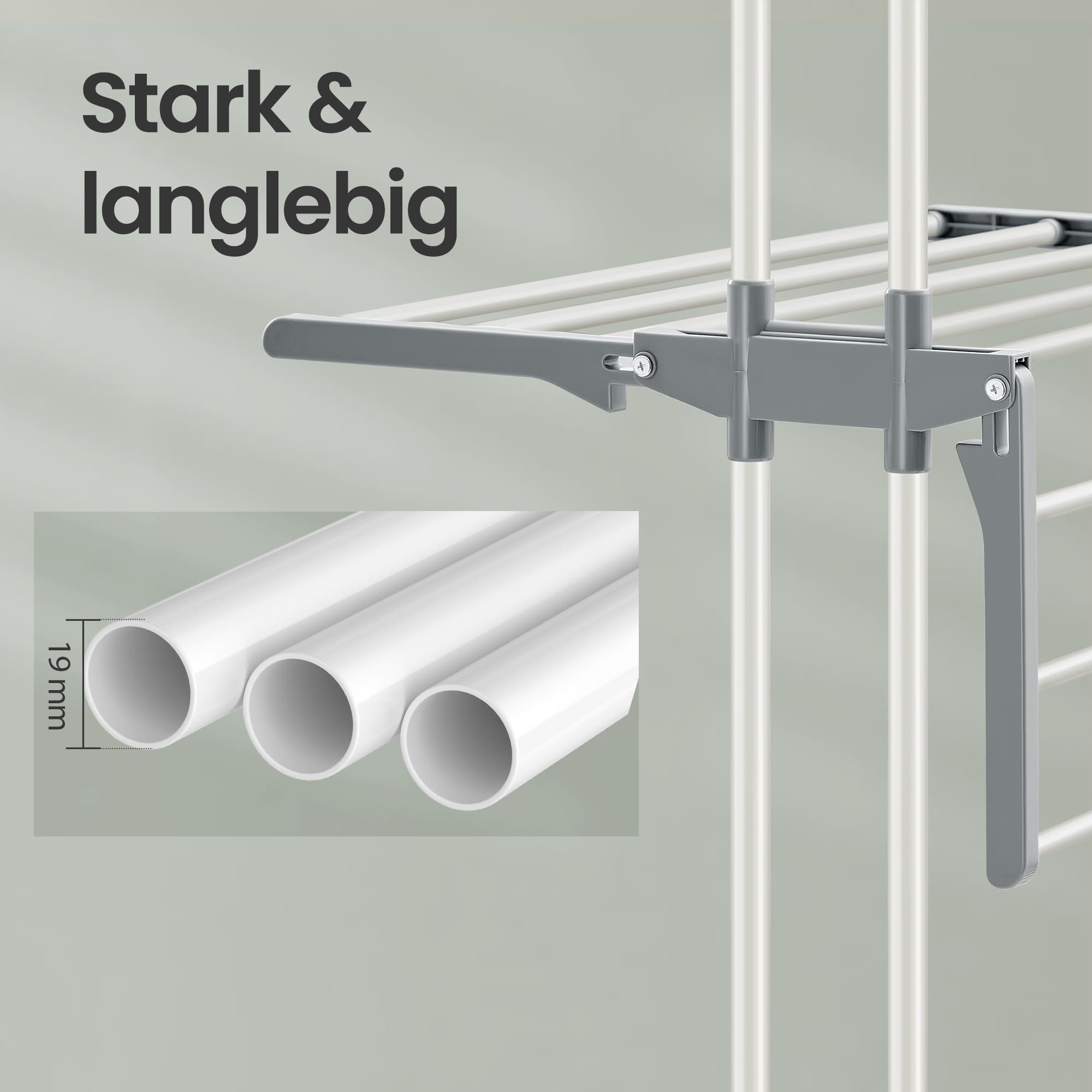 Droogrek – Opvouwbaar Wasrek – 173 cm Hoog – Roestvrij Staal – Grijs