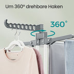 Droogrek – Opvouwbaar Wasrek – 173 cm Hoog – Roestvrij Staal – Grijs