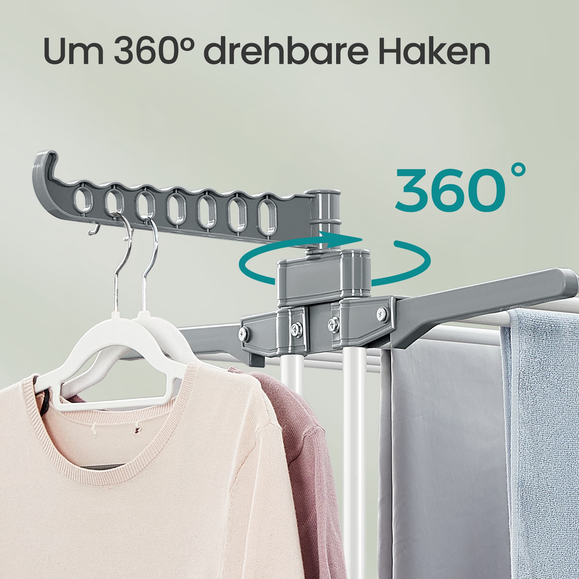 Droogrek – Opvouwbaar Wasrek – 173 cm Hoog – Roestvrij Staal – Grijs
