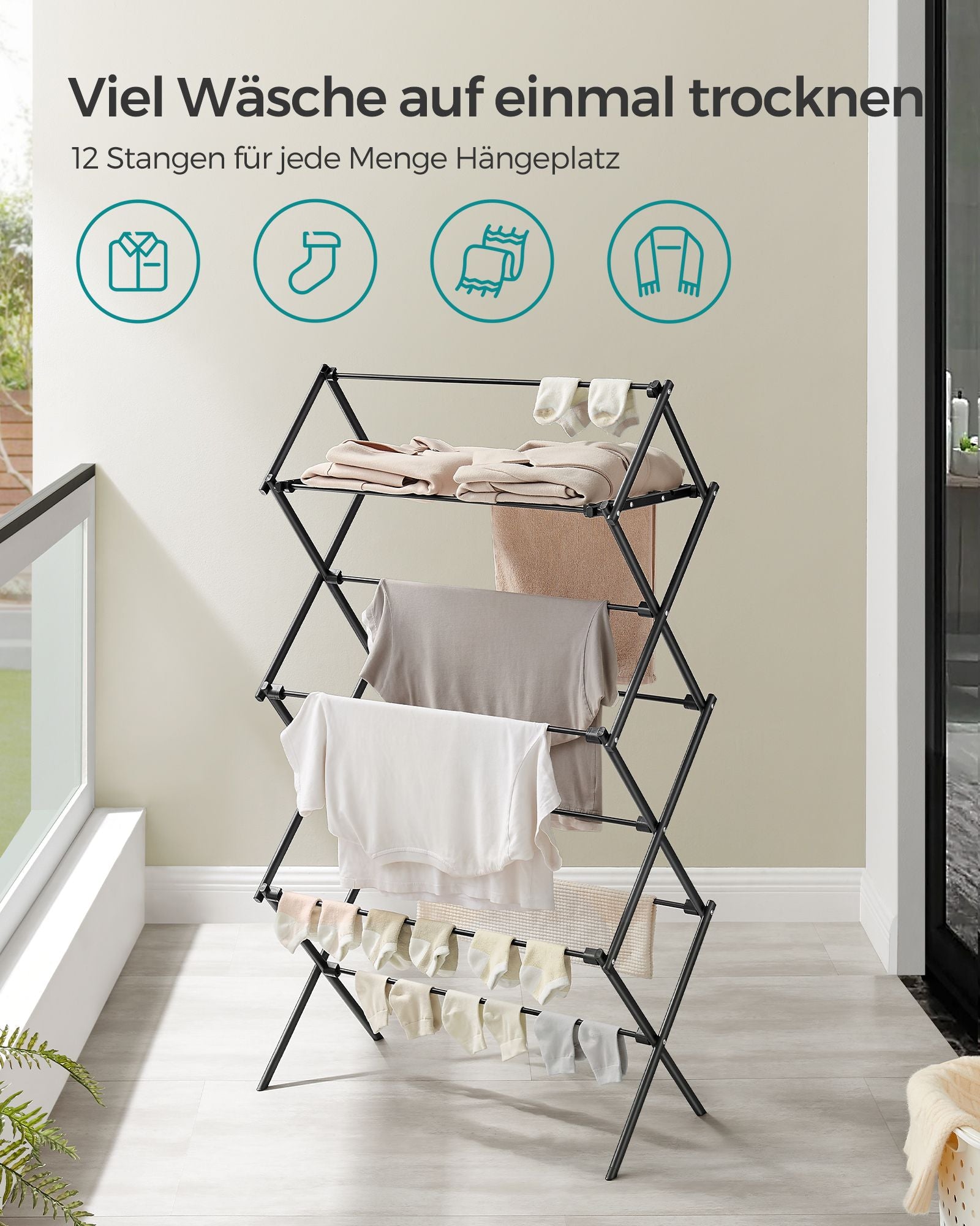 Droogrek – stalen frame – zwart