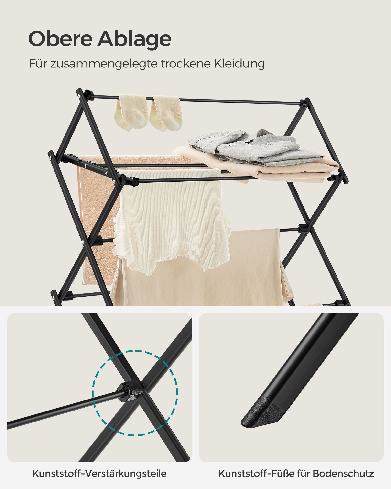 Droogrek – stalen frame – zwart