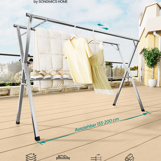 Droogrek – Uitschuifbaar en vrijstaand – Duifgrijs