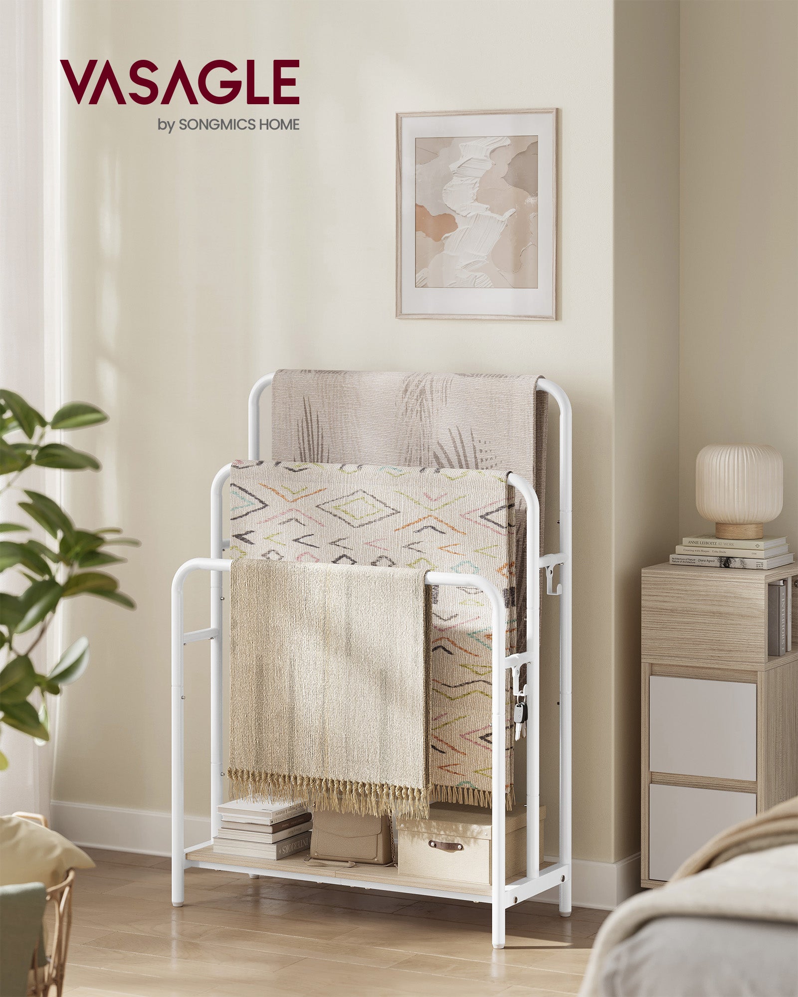 Handdoekhouder – 3 Stangen – Wolk Wit-Naturel Beige