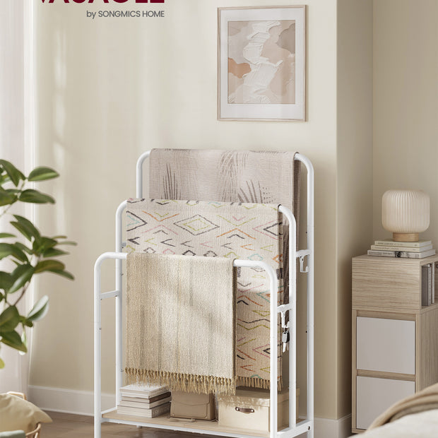 Kledingrek – 70 x 30 x 100 cm – Wolkwit-naturel beige – Met legplanken – Tot 20 kg draagvermogen