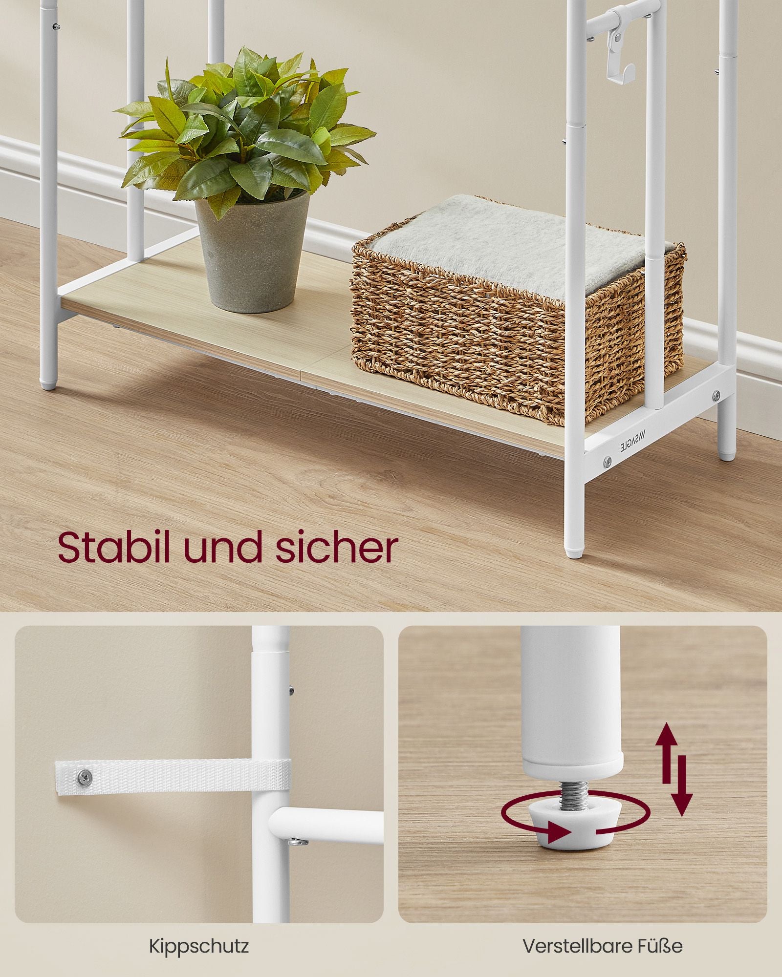 Handdoekhouder – 3 Stangen – Wolk Wit-Naturel Beige