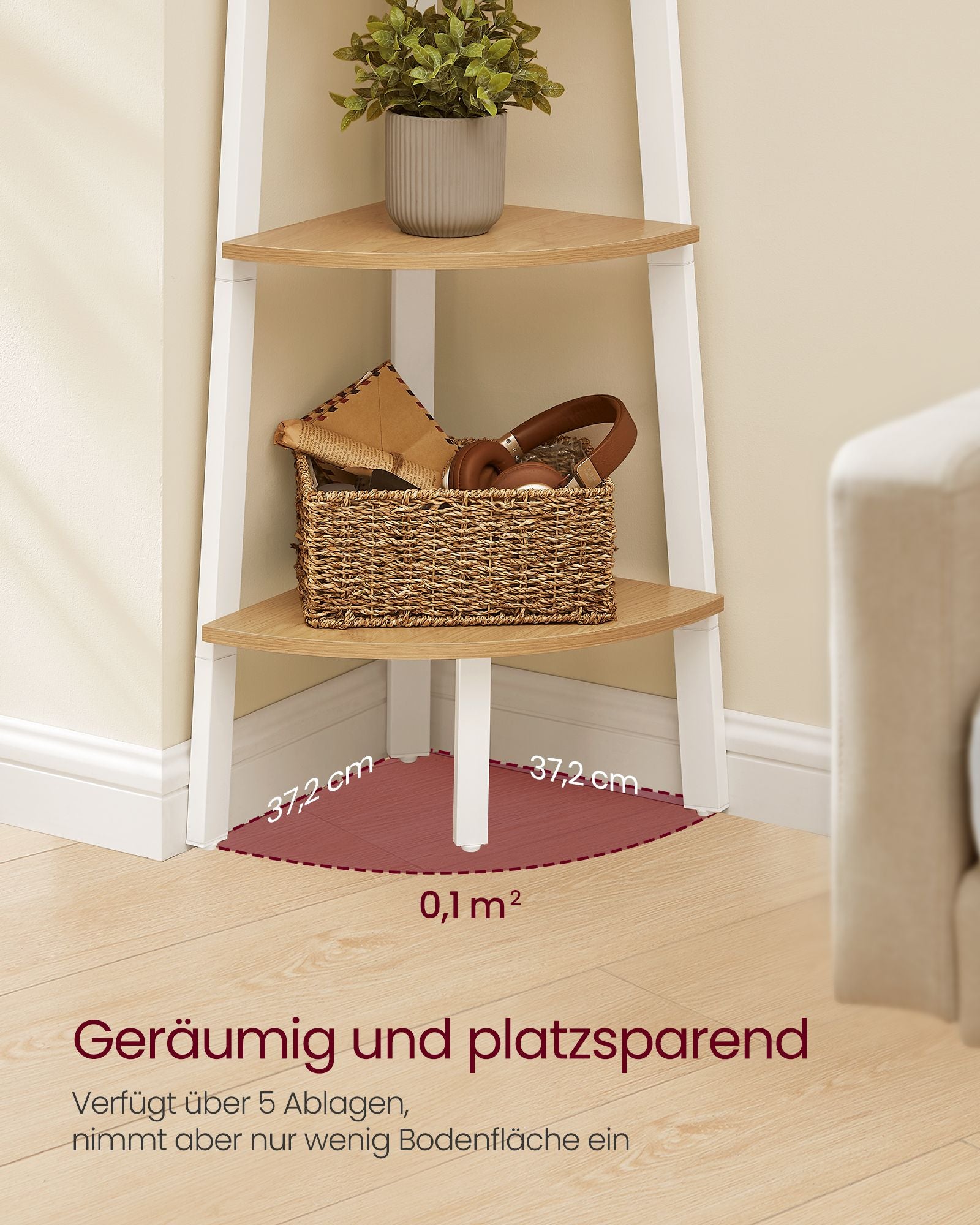 Boekenkast met 4 niveaus – Industrieel ontwerp – 37 x 37 x 159 cm – Met kantelbeveiliging