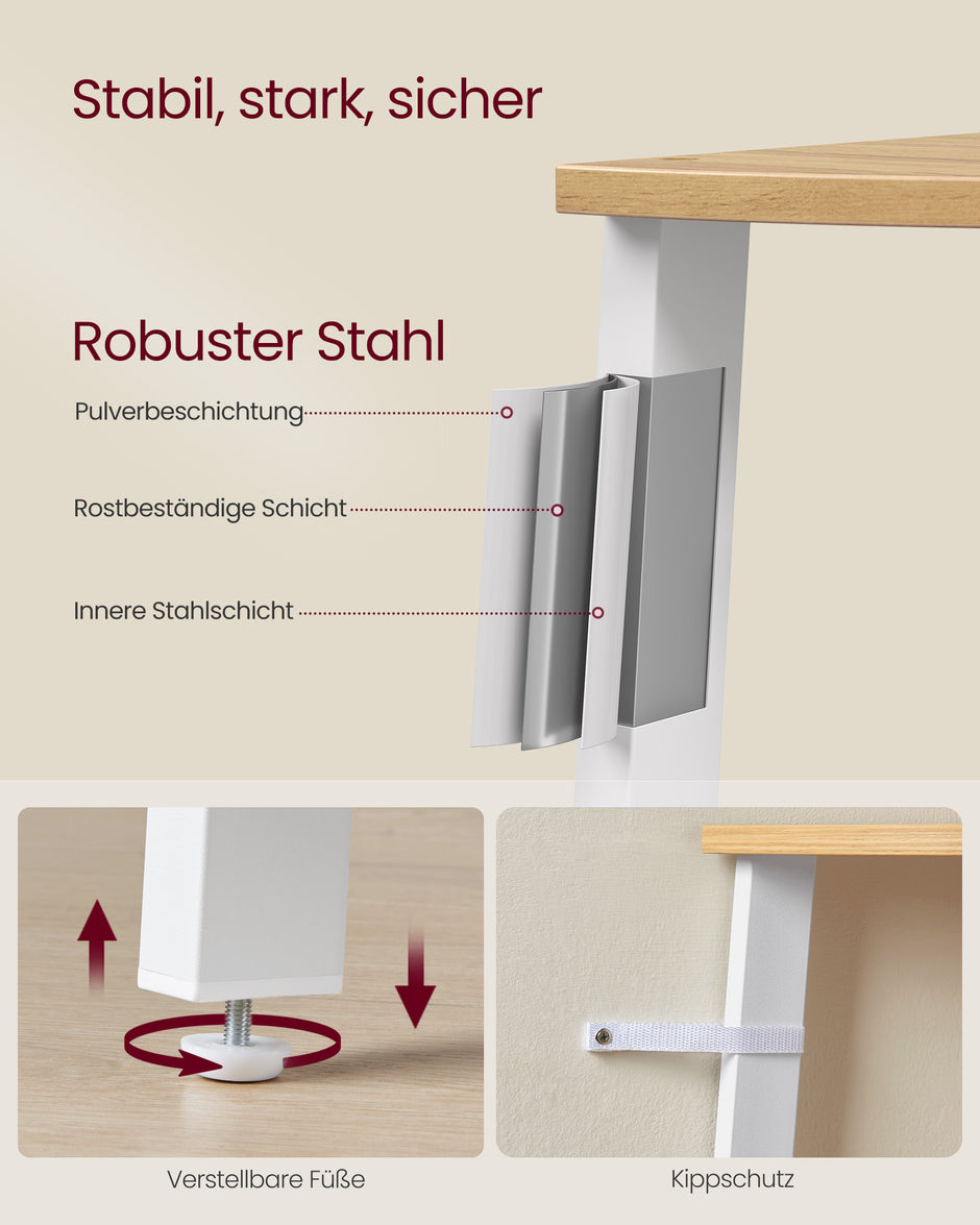 Boekenkast met 4 niveaus – Industrieel ontwerp – 37 x 37 x 159 cm – Met kantelbeveiliging