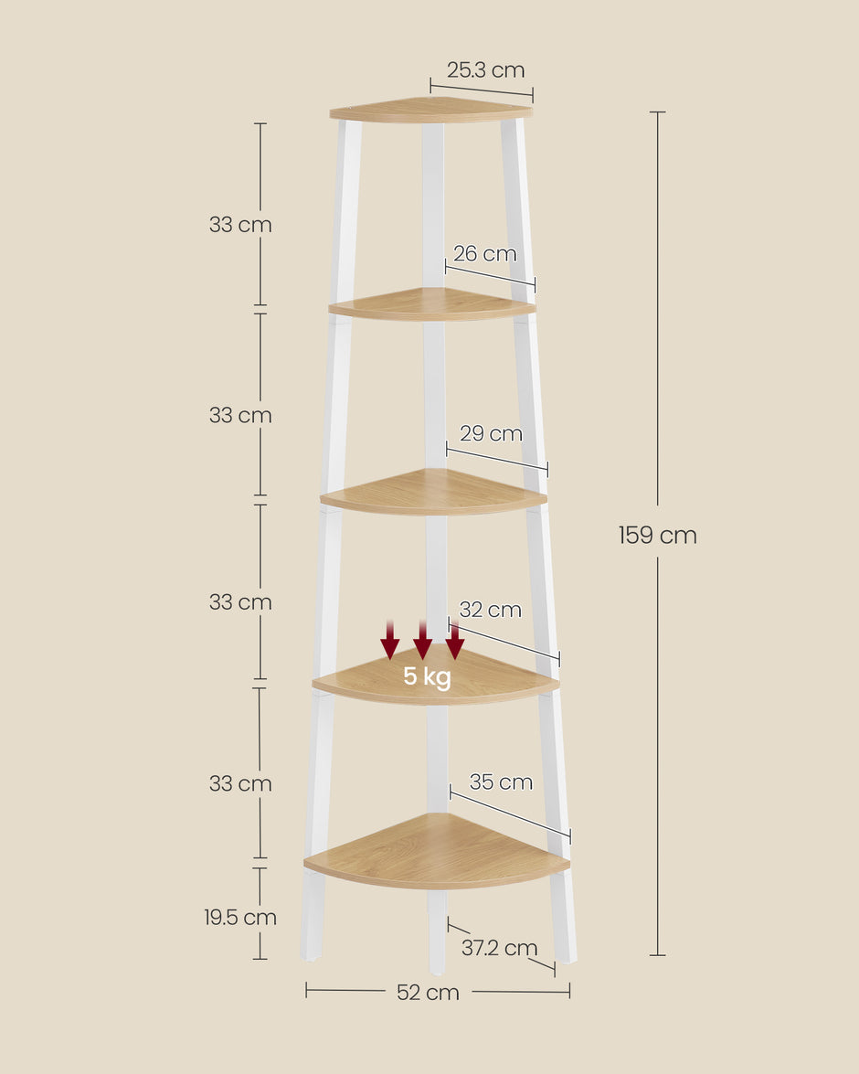 Boekenkast met 4 niveaus – Industrieel ontwerp – 37 x 37 x 159 cm – Met kantelbeveiliging