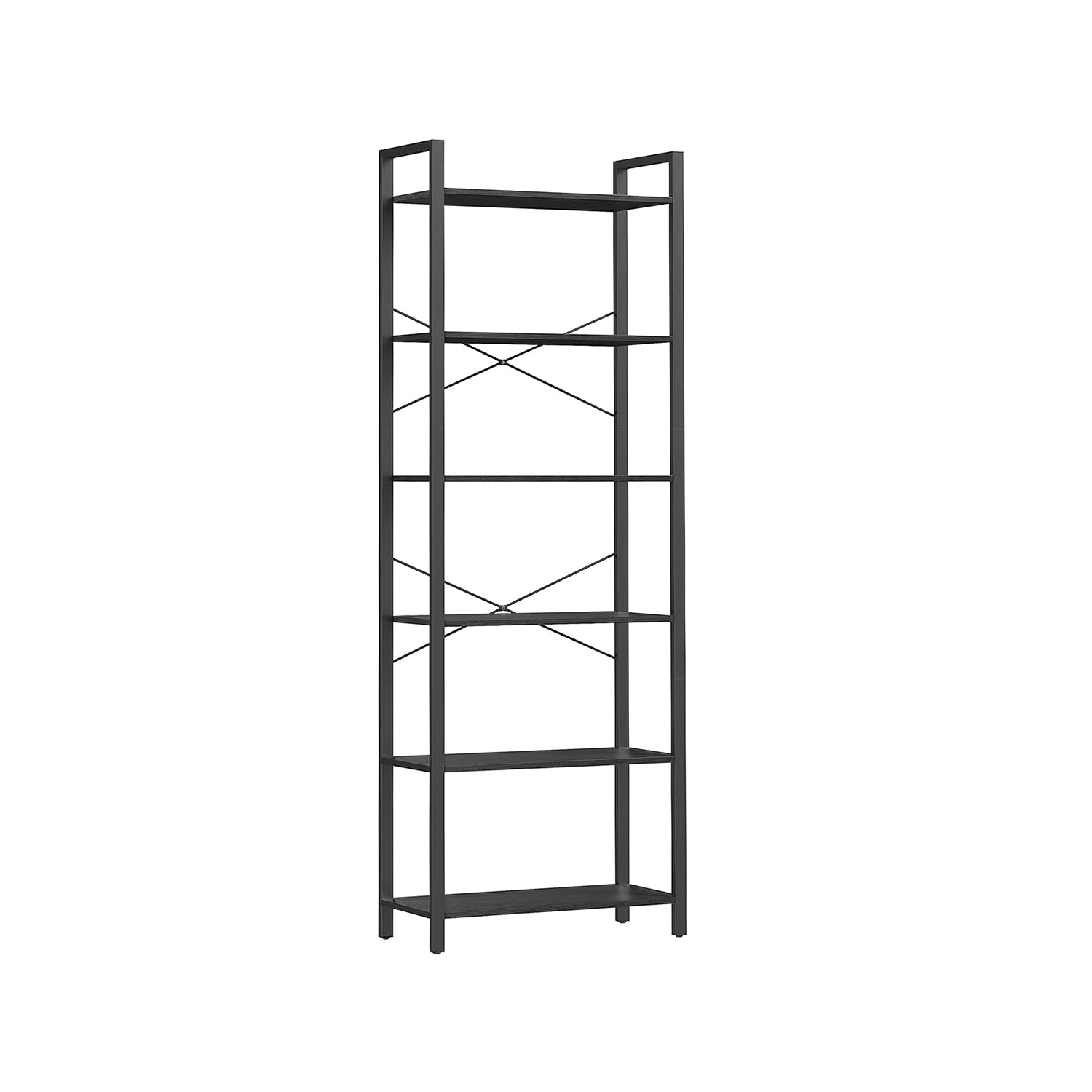 Boekenrek – 6 Niveaus – Metalen frame – Vintage bruinzwart