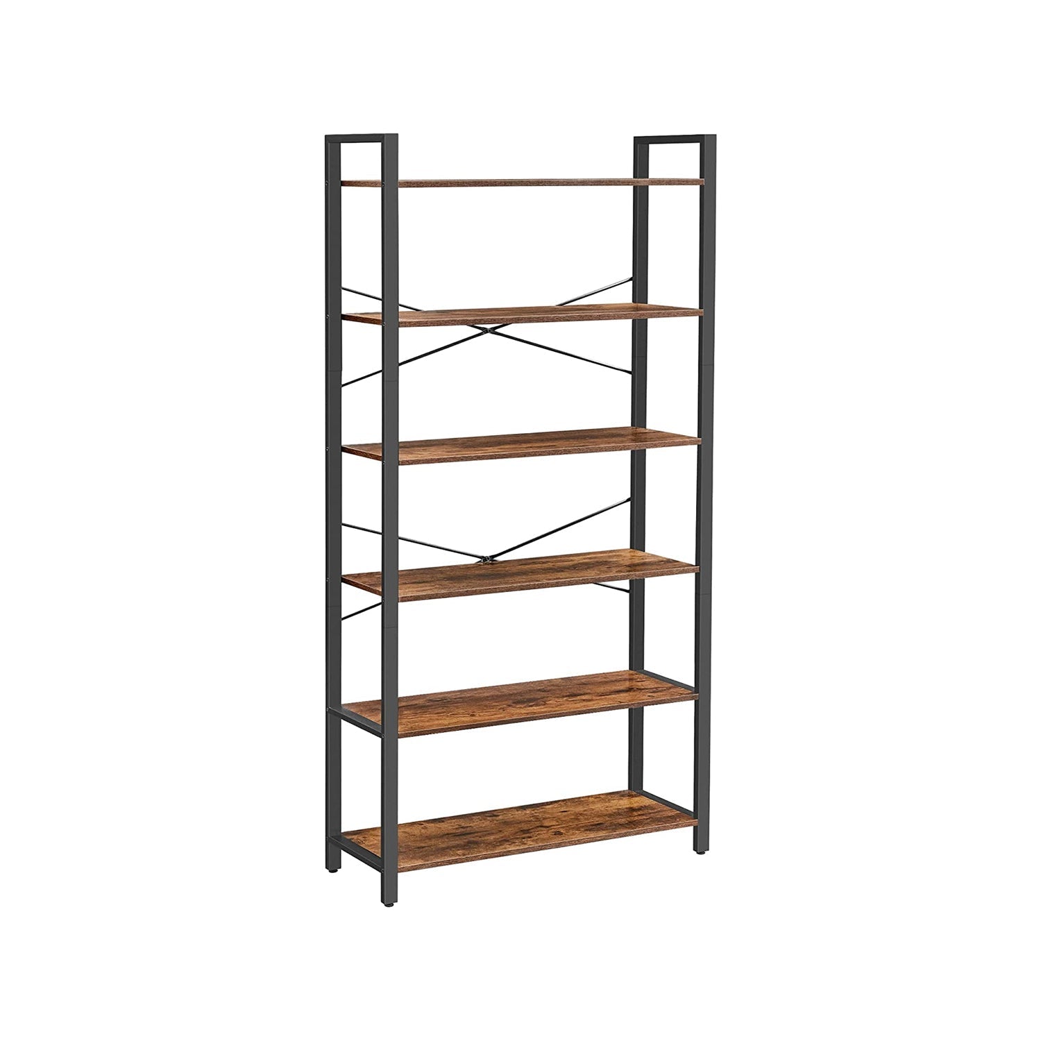 Boekenkast - 6 niveaus - 30 x 120 x 172,5 cm - Vintage Bruin / Zwart