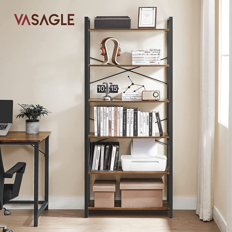 Boekenkast met 6 open planken – Hoogwaardig spaanplaat – 80 x 30 x 186 cm – Met kantelbeveiliging