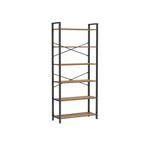 Boekenkast – 6 niveaus – 30 x 80 x 186 cm – donker walnoot-zwart