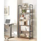 Boekenkast – 6 niveaus – 30 x 80 x 186 cm – donker walnoot-zwart