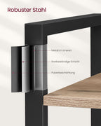 Boekenkast – 6 niveaus – industrieel design – camelbruin-inktzwart