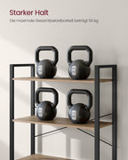 Boekenkast – 6 niveaus – industrieel design – camelbruin-inktzwart