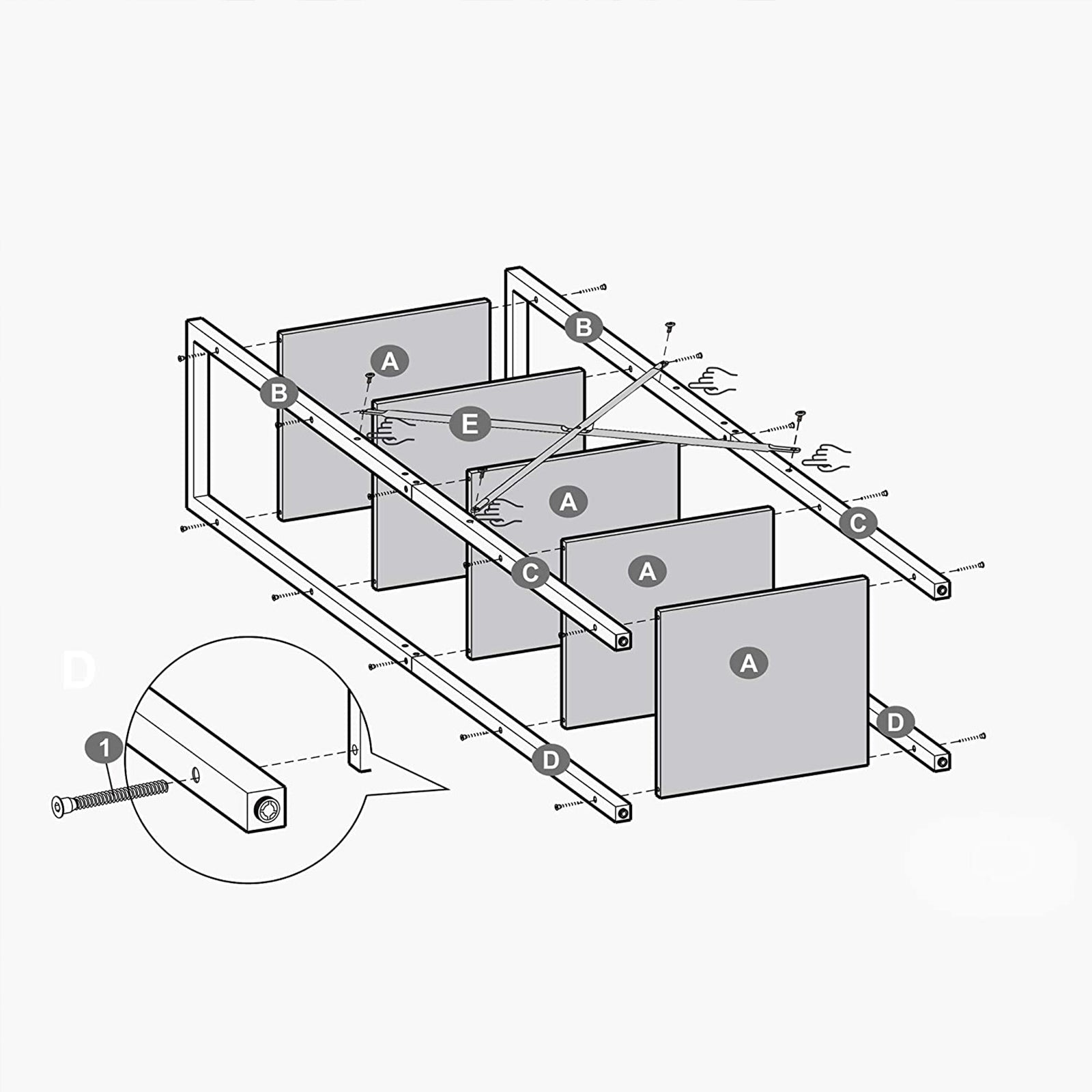 Boekenplank met 5 Niveaus – Stalen frame – 40 x 30 x 153