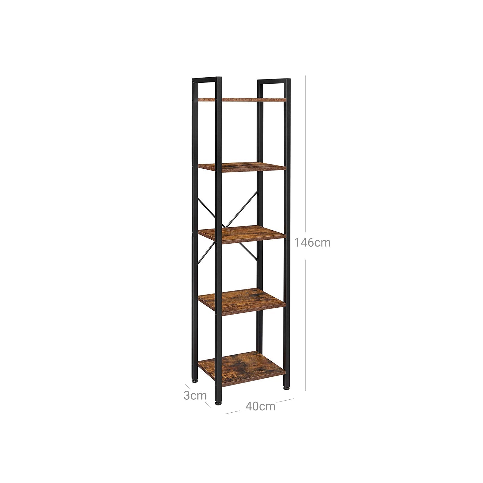 Boekenkast - Wandkast - Woonkamerkast - Vintage bruin/zwart