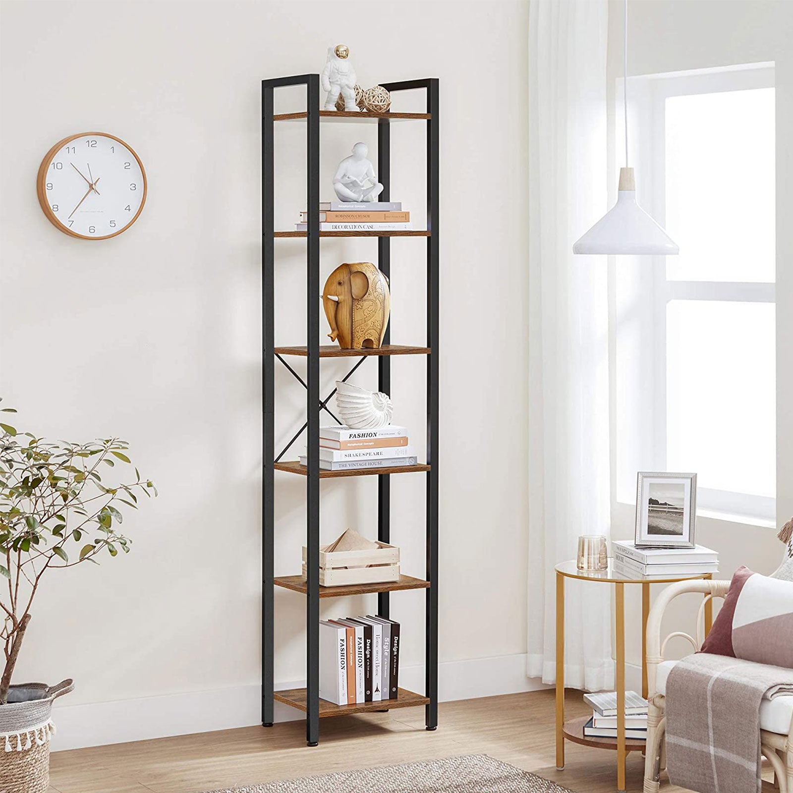 Boekenkast - Opbergkast - Woonkamerkast - Decorkast - Vintage bruin/zwart