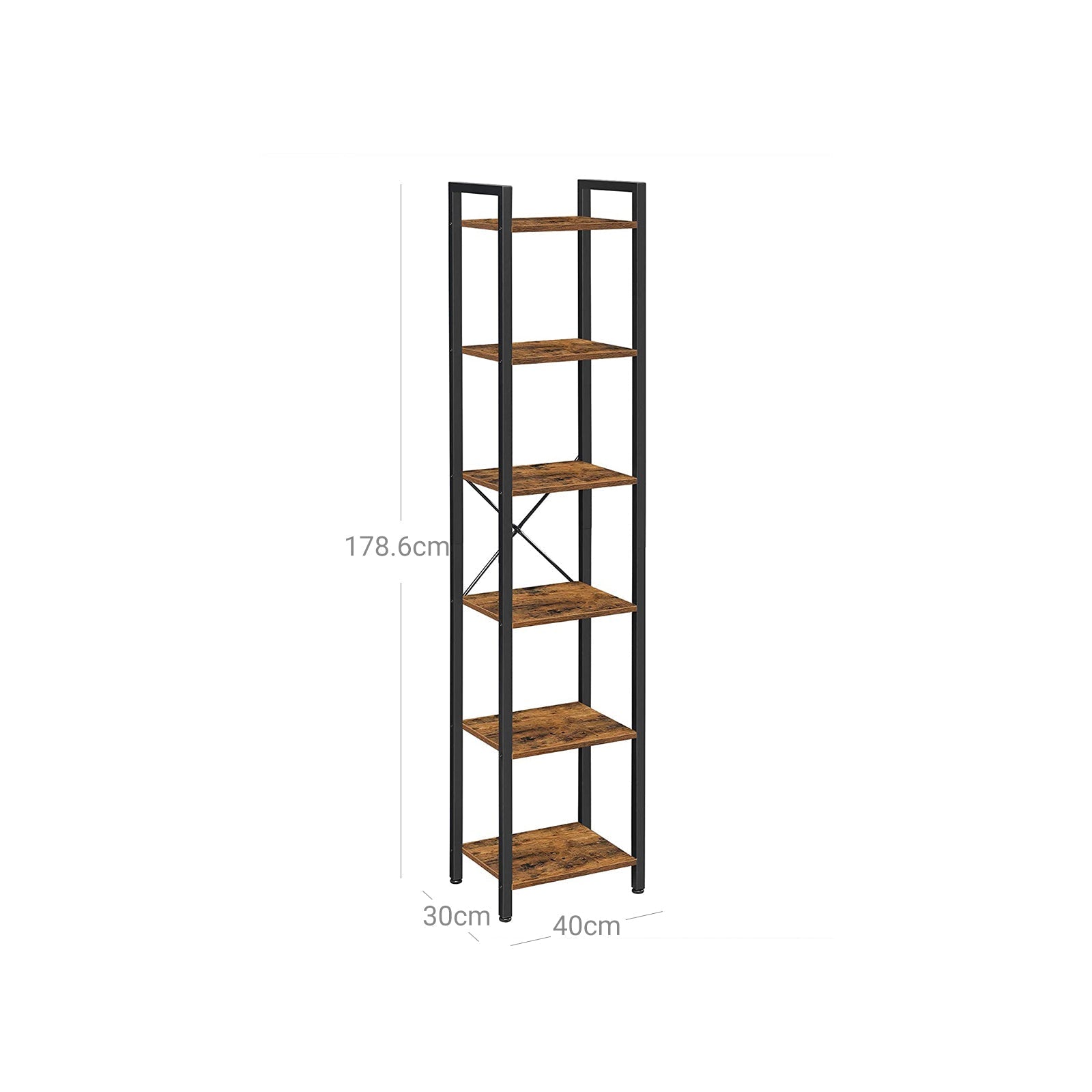 Boekenkast - Opbergkast - Woonkamerkast - Decorkast - Vintage bruin/zwart