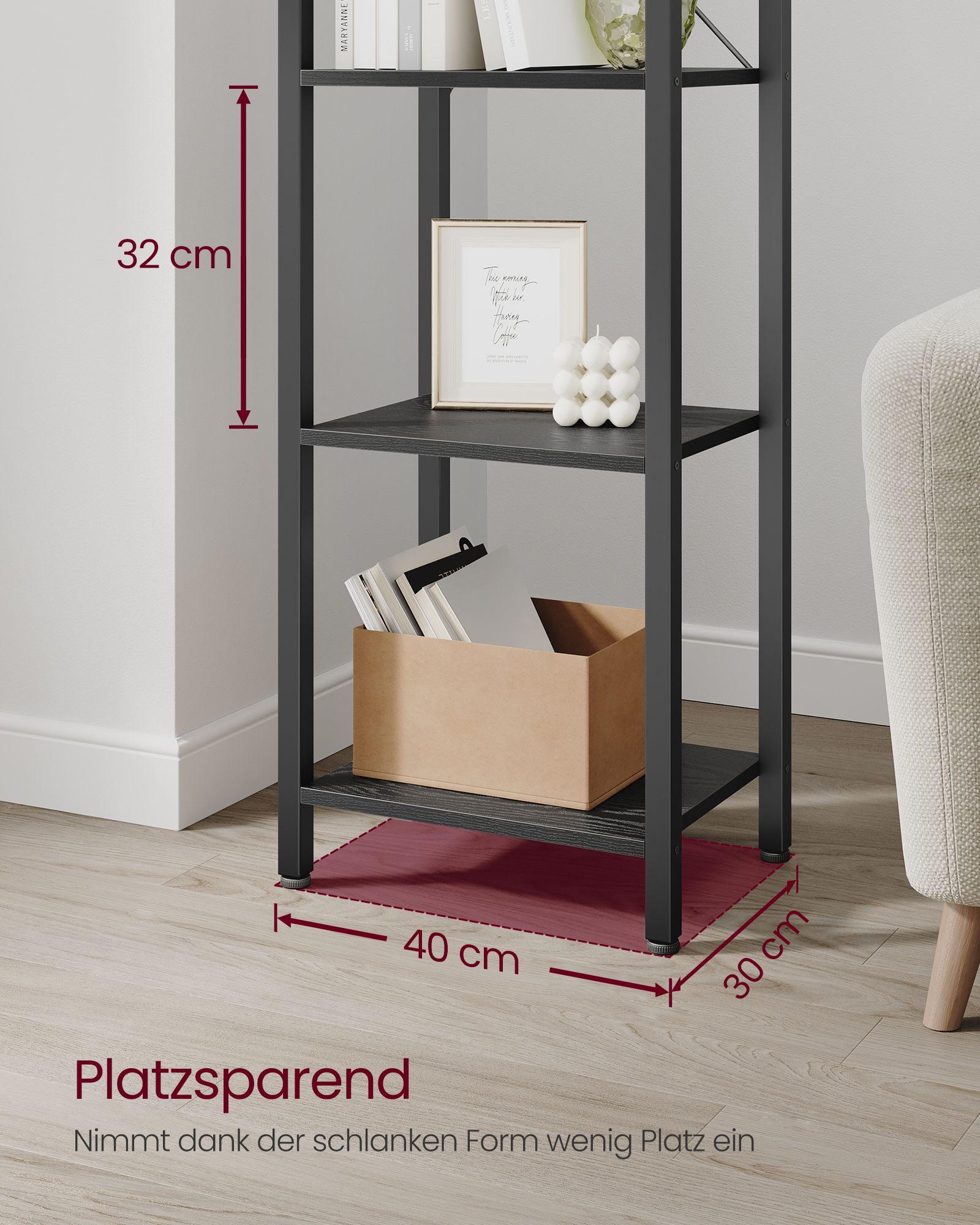 Boekenkast – met 6 niveaus en handgrepen