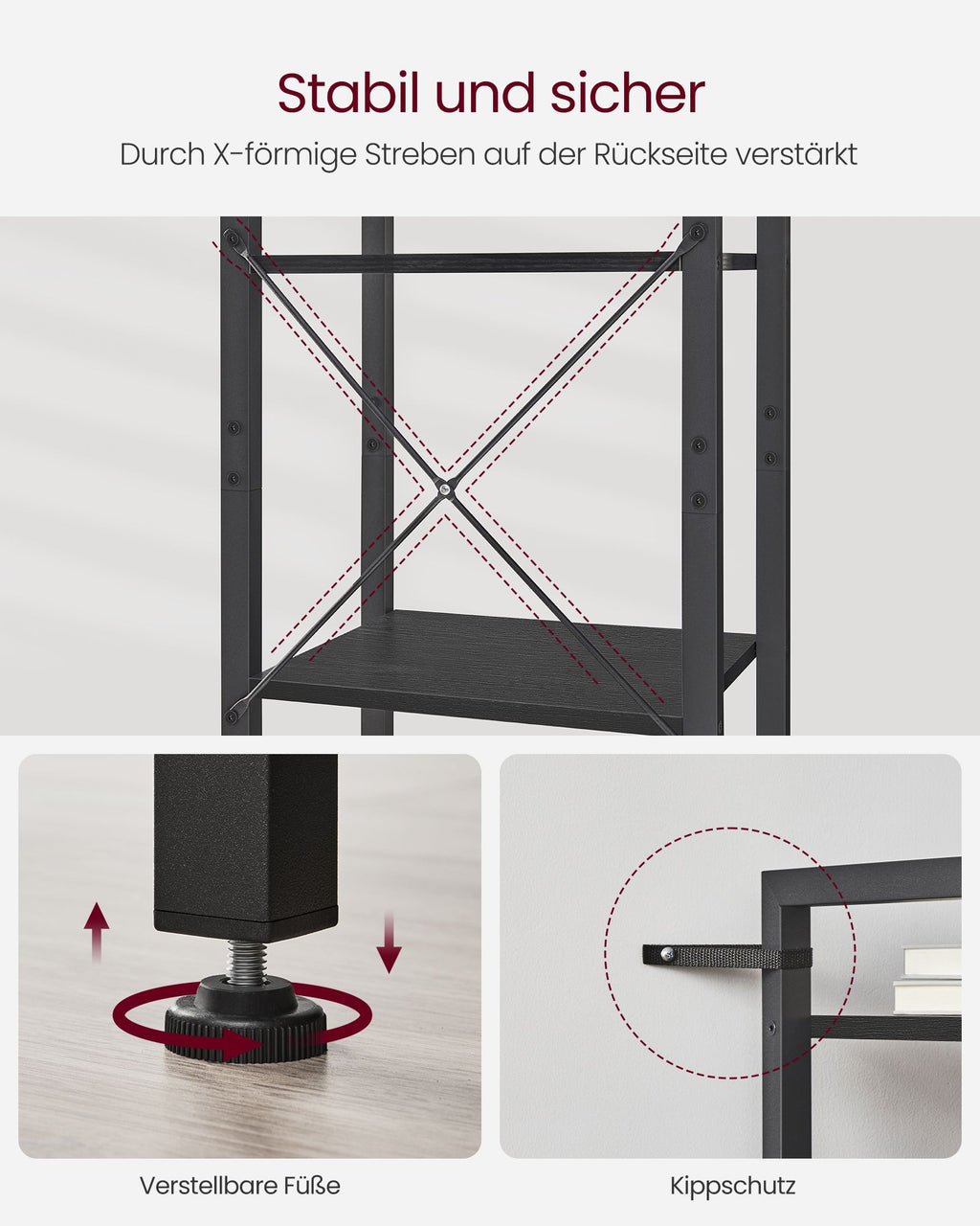 Boekenkast – met 6 niveaus en handgrepen