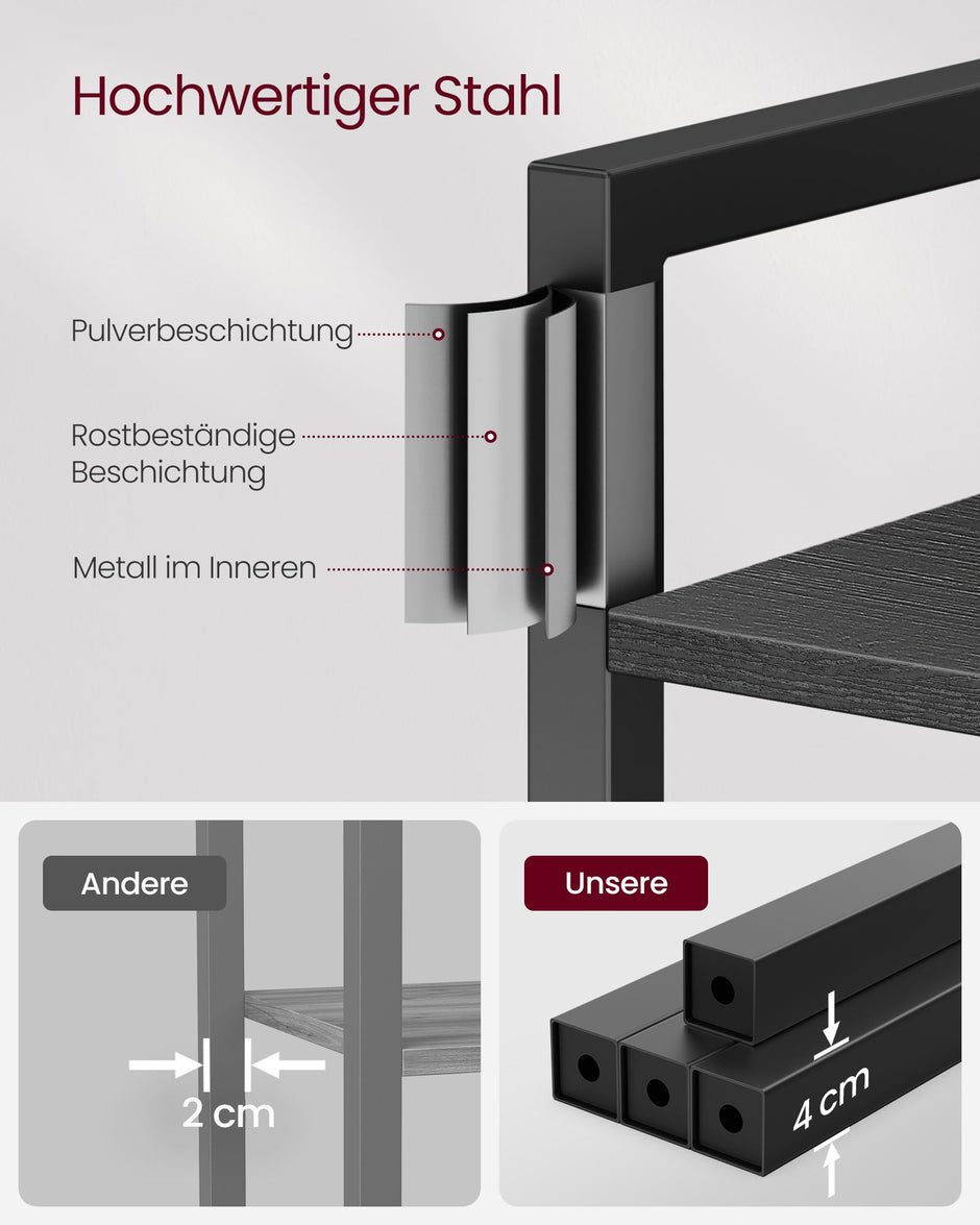 Boekenkast met 6 planken – Industrieel design – 40 x 30 x 187,5 cm – Spaanplaat en staal