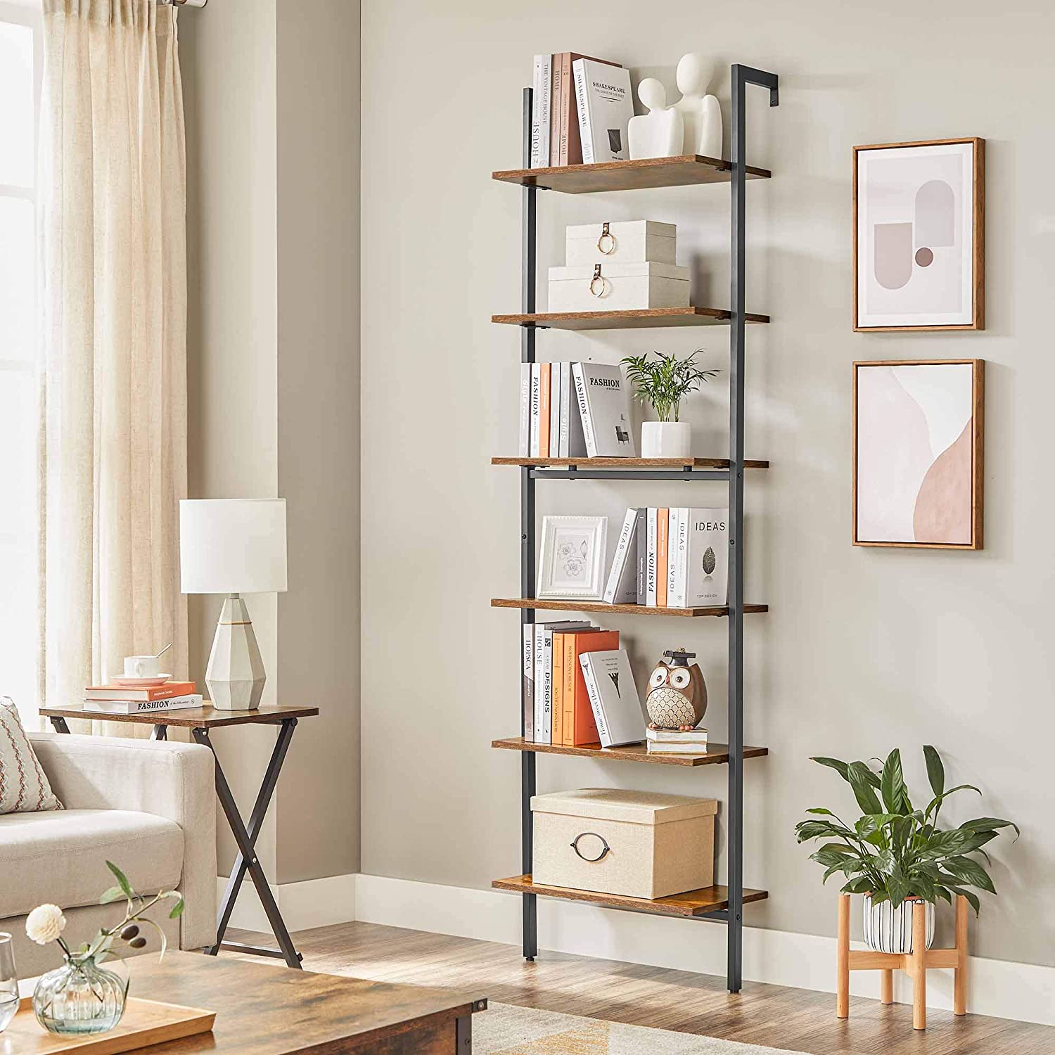Boekenkast - Ladderplank - 6 planken - 60 x 30 x 204,8 cm - Industrieel ontwerp