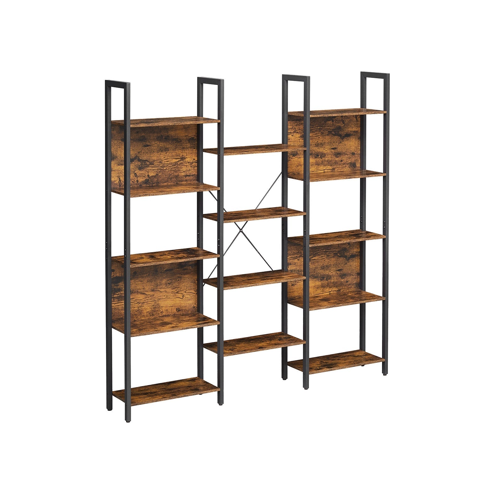 Boekenkast - Ladderkast - Woonkamerkast - Decorkast - Vintage Bruin / Zwart