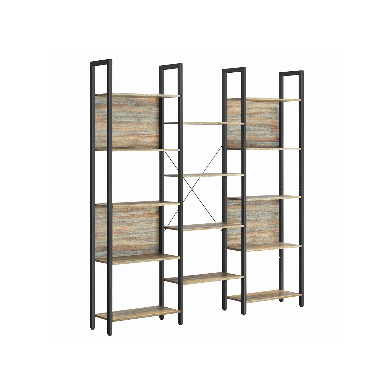 Boekenkast - Ladderkast - Woonkamerkast - Decorkast - Vintage Bruin / Zwart