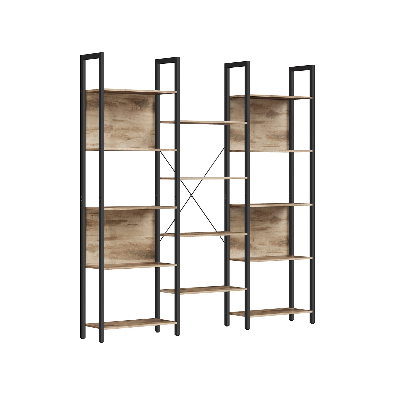 Boekenkast - Ladderkast - Woonkamerkast - Decorkast - Vintage Bruin / Zwart