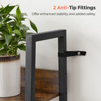 Boekenkast - Ladderplank - Met 5 legplanken - Metalen frame - Bruin / Zwart