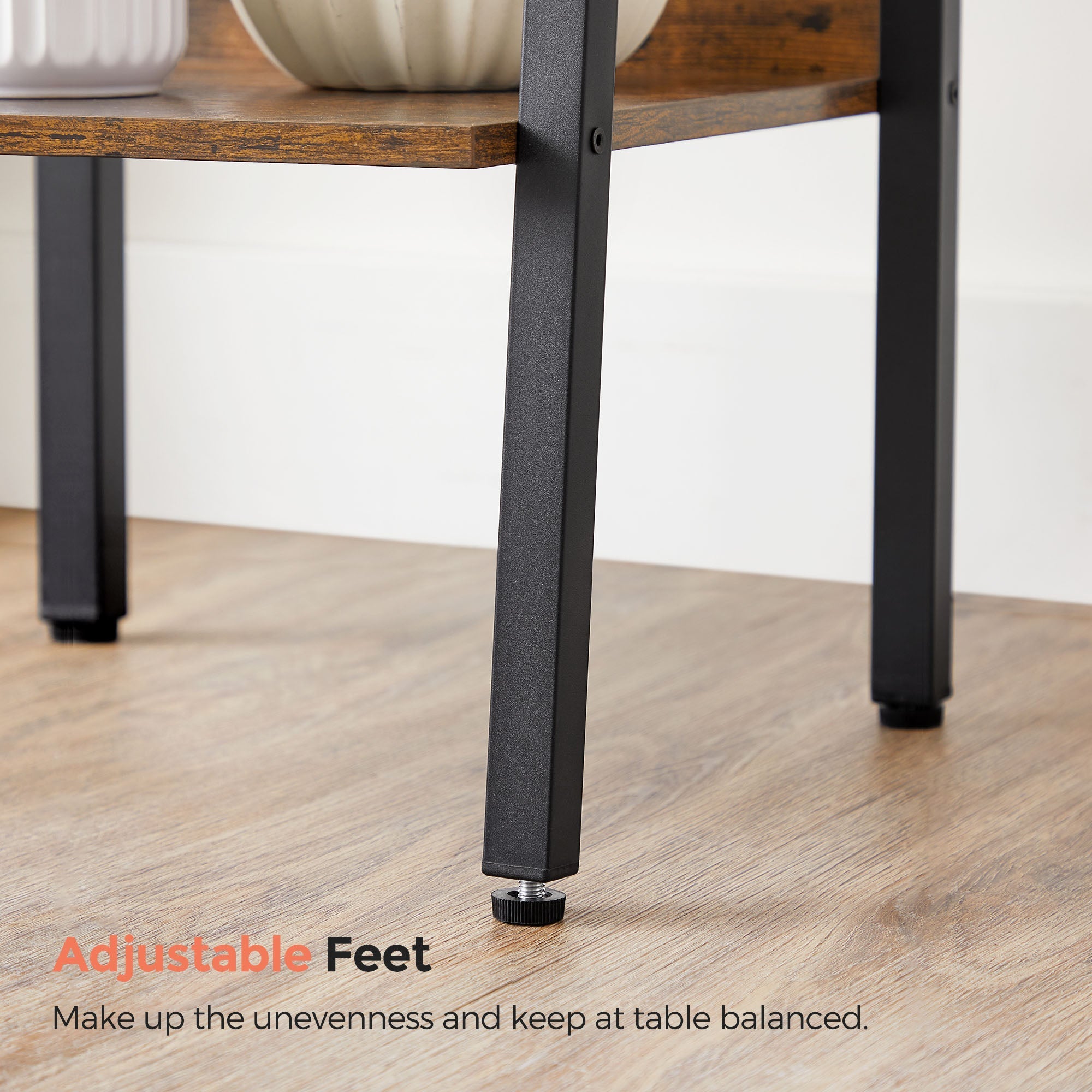 Boekenkast - Ladderplank - Met 5 legplanken - Metalen frame - Bruin / Zwart