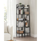 Boekenkast - Ladderrek - Met 5 niveaus - Metalen frame - Zwart