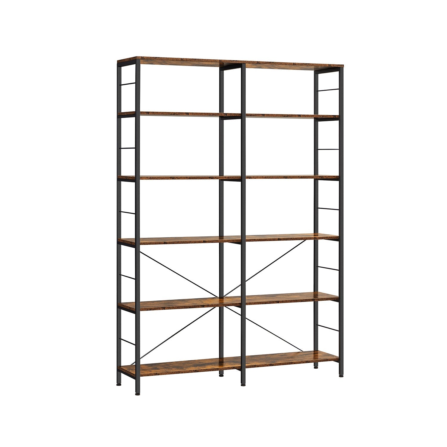 Boekenkast - 6 niveaus - 30 x 120 x 172,5 cm - Vintage Bruin / Zwart