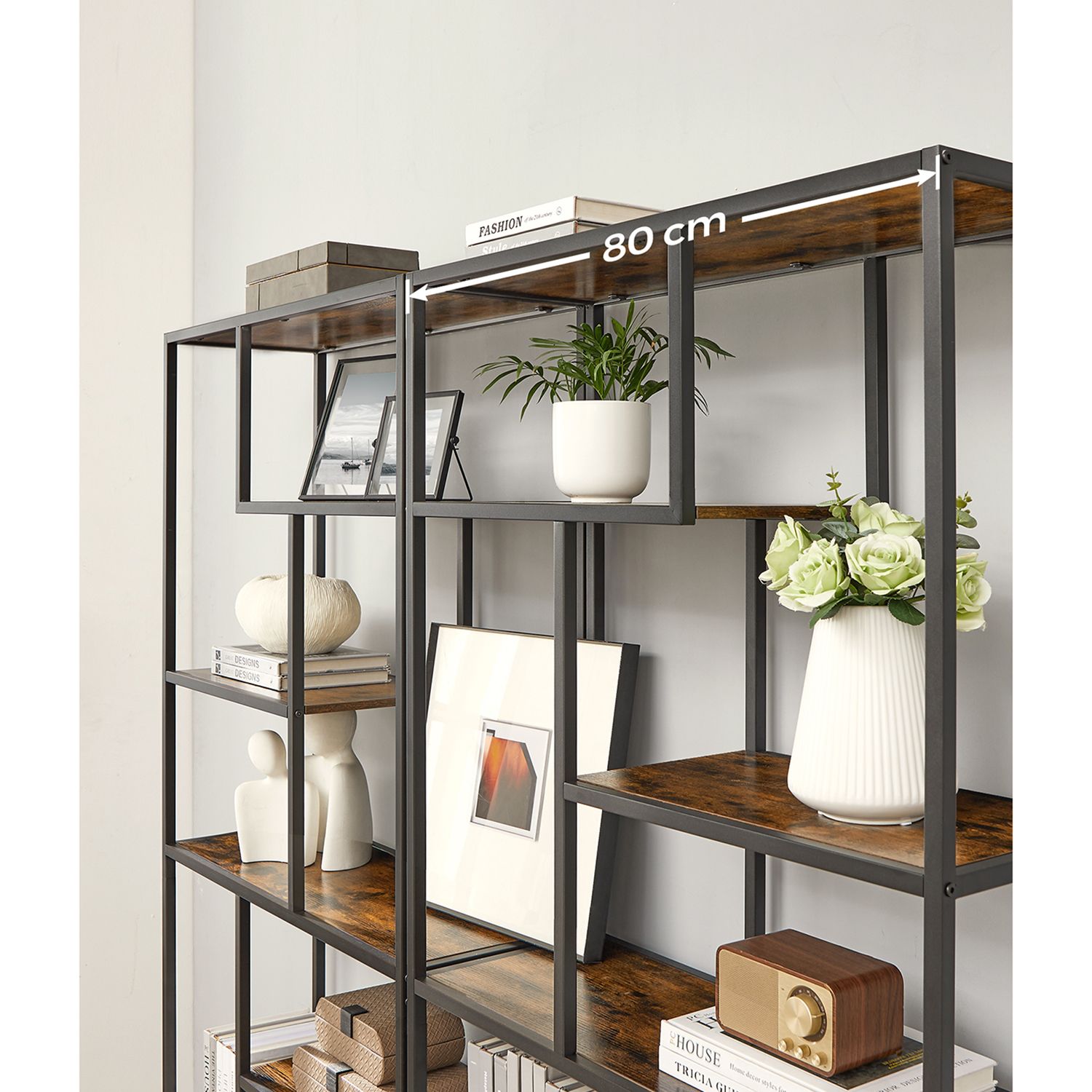 Boekenkast - Decorkast - Woonkamerkast - Opslagkast - Staand kast - Wandkast - Vintage bruin