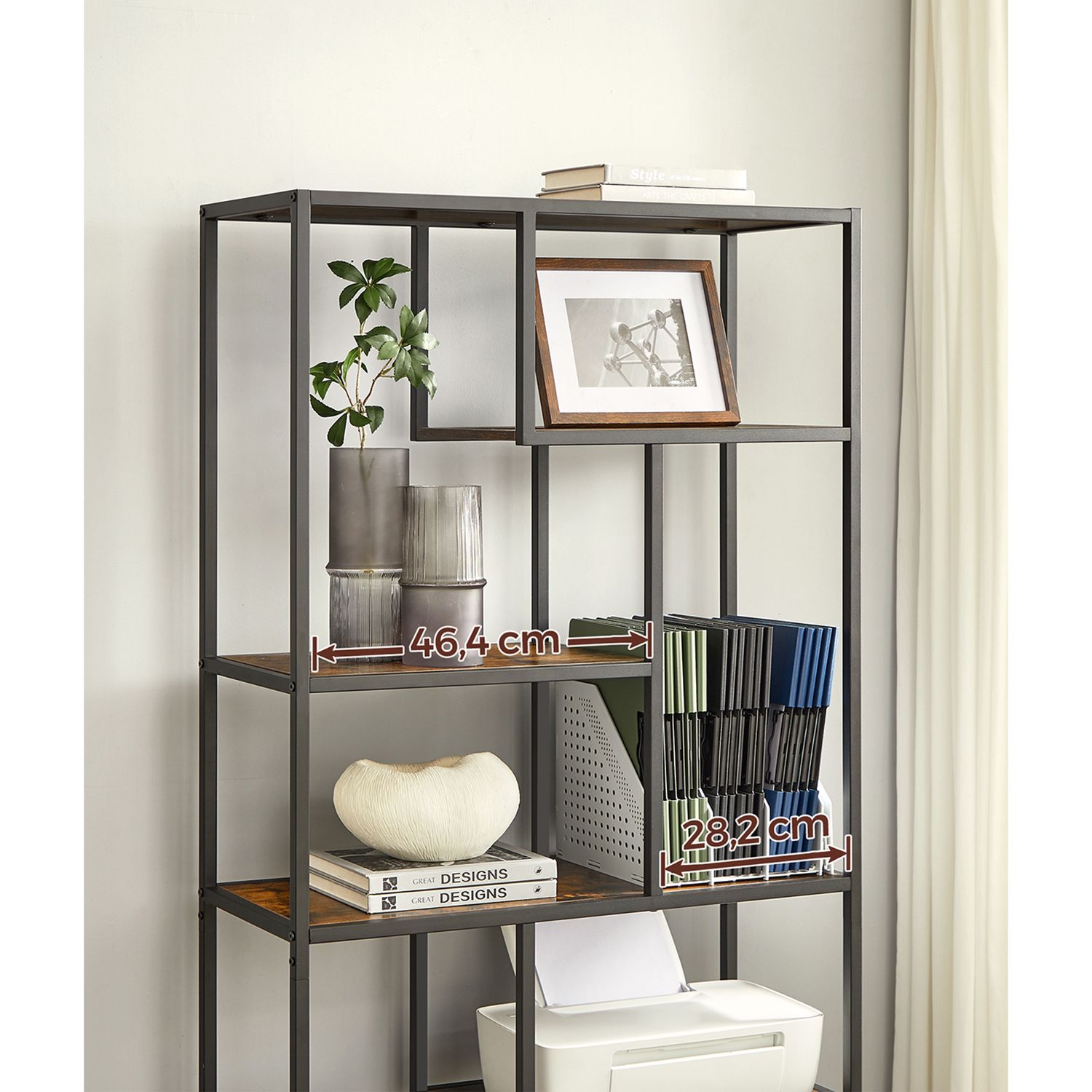 Boekenkast - Decorkast - Woonkamerkast - Opslagkast - Staand kast - Wandkast - Vintage bruin