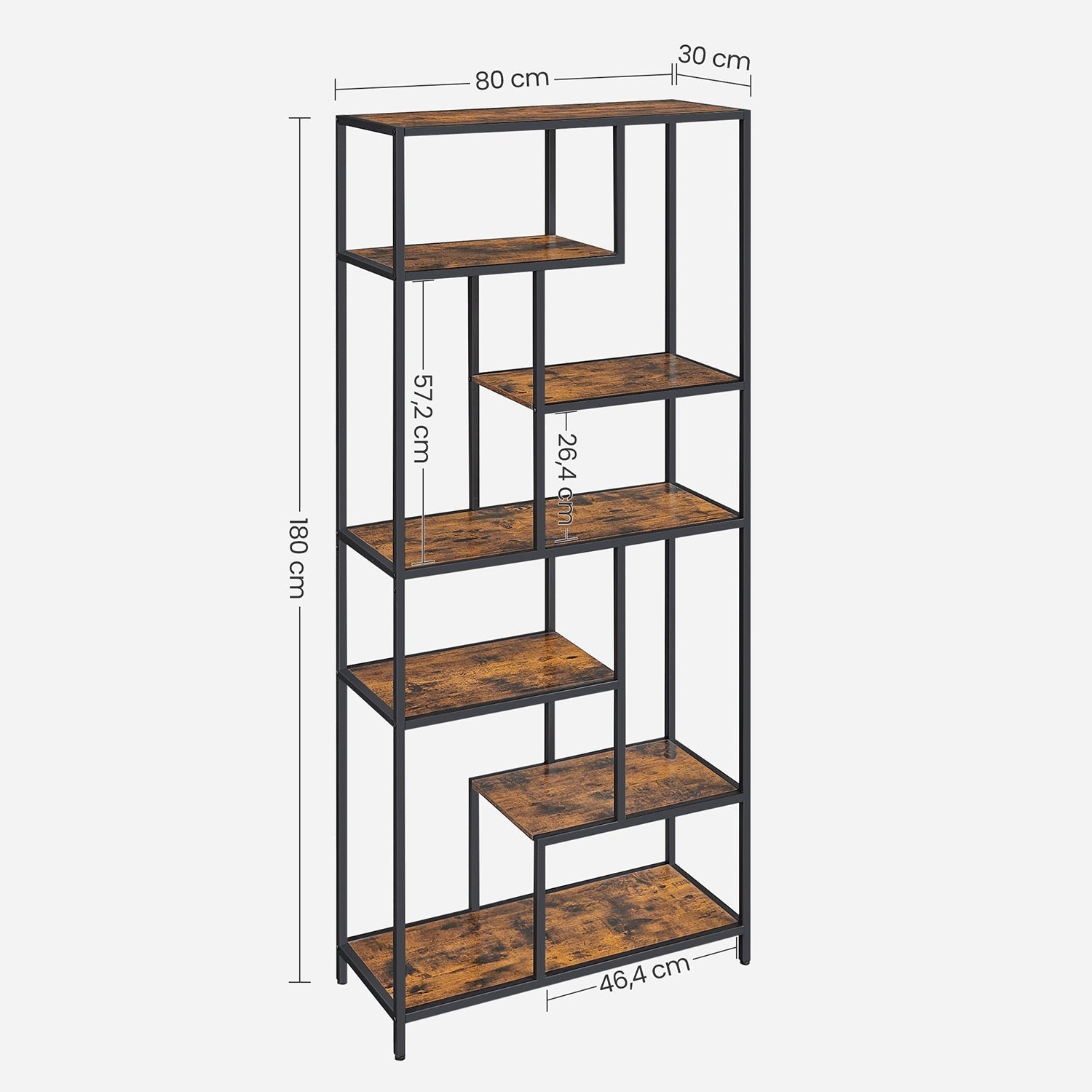 Boekenkast - Decorkast - Woonkamerkast - Opslagkast - Staand kast - Wandkast - Vintage bruin
