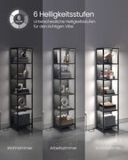 Boekenkast Met 6 Niveaus En Verlichting, 30 X 40 X 180 Cm