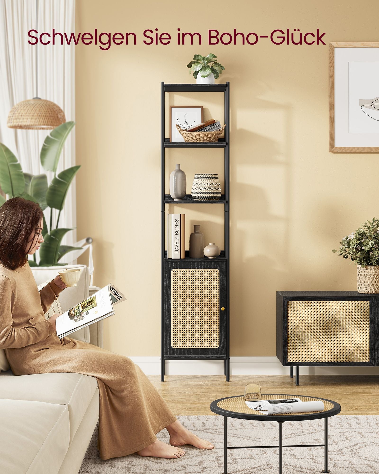 Boekenkast 6 Niveaus Met Metalen Frame Ebbenzwart-Matzwart