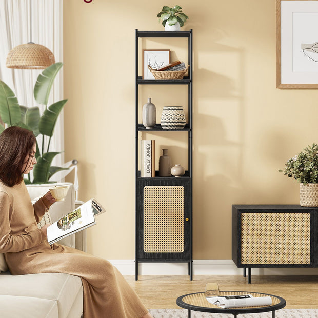 Boekenkast met rotanachtige kastdeur – 30 x 40 x 174,7 cm – Met kantelbeveiliging