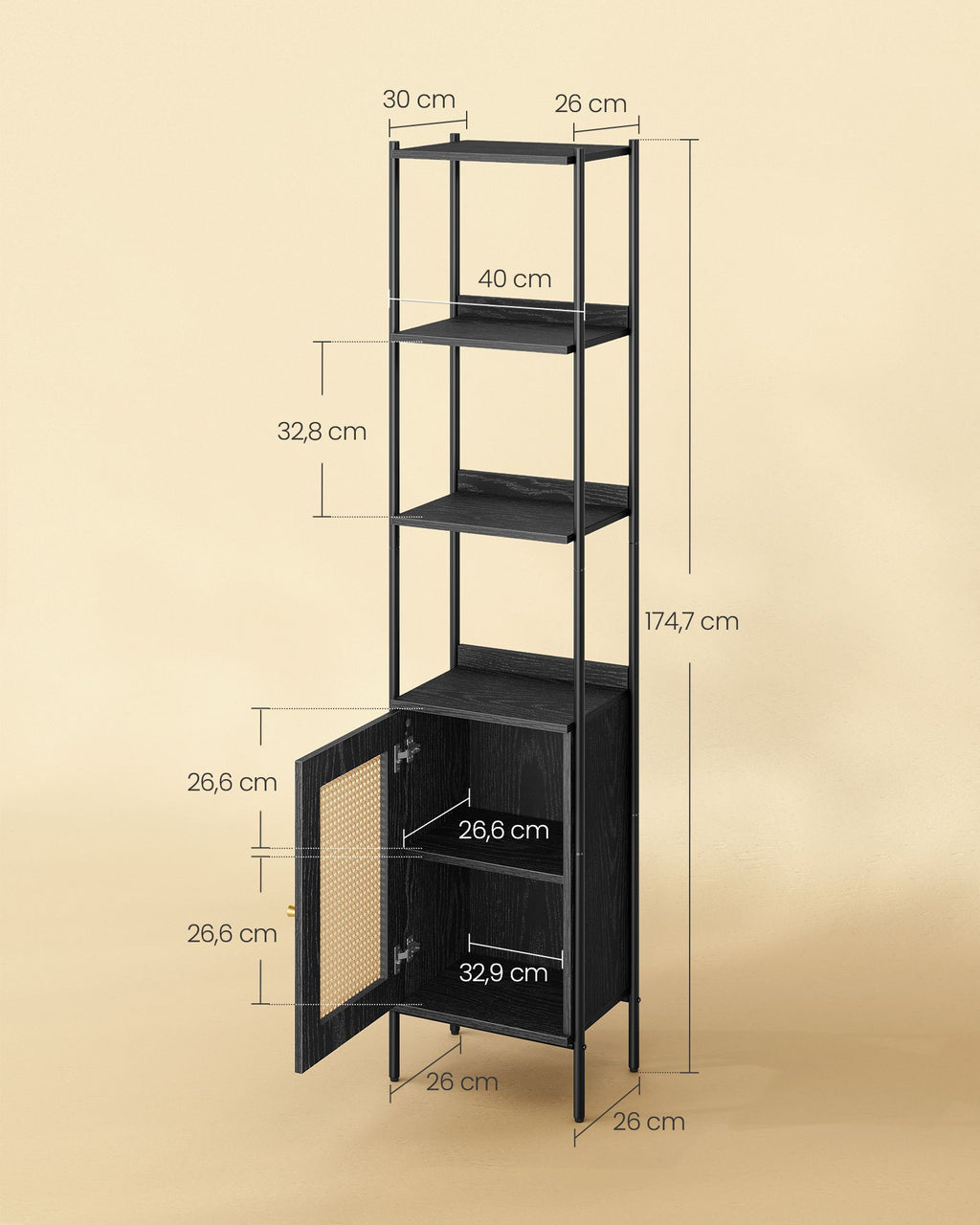 Boekenkast 6 Niveaus Met Metalen Frame Ebbenzwart-Matzwart