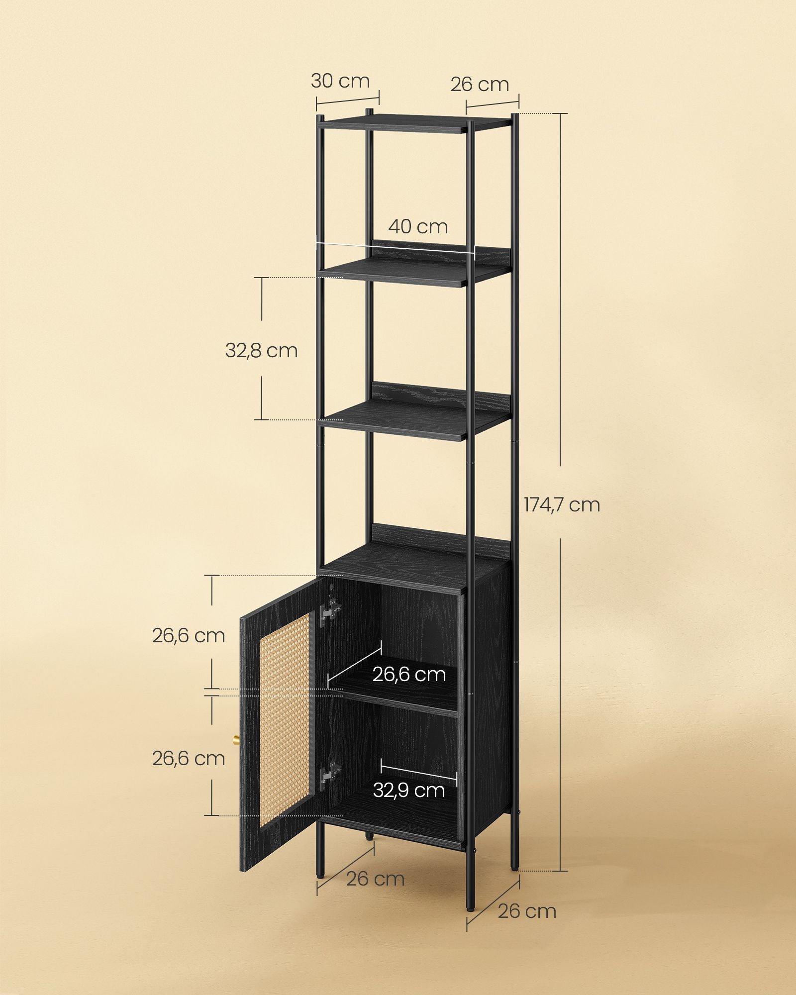 Boekenkast 6 Niveaus Met Metalen Frame Ebbenzwart-Matzwart