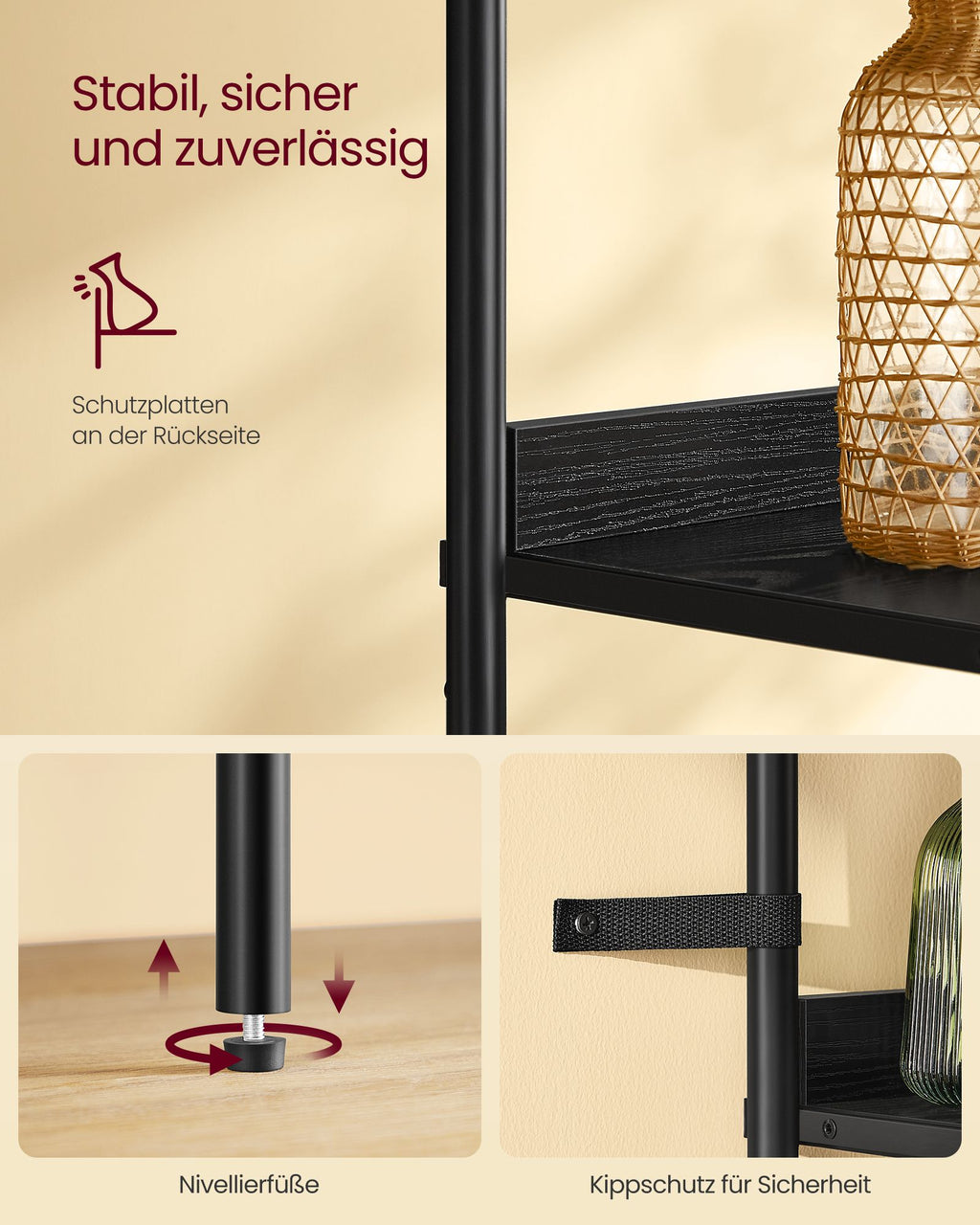 Boekenkast 6 Niveaus Met Metalen Frame Ebbenzwart-Matzwart