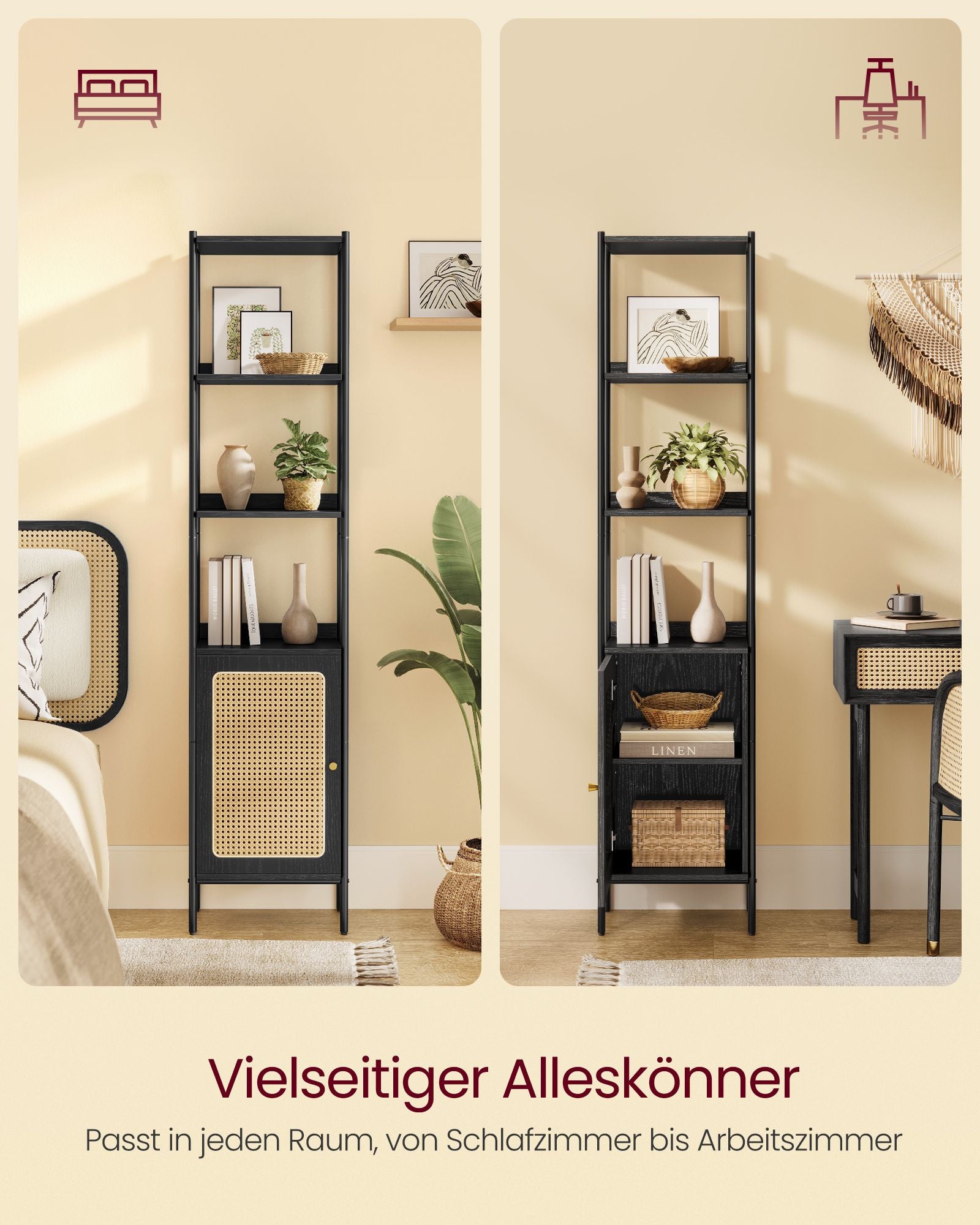 Boekenkast 6 Niveaus Met Metalen Frame Ebbenzwart-Matzwart